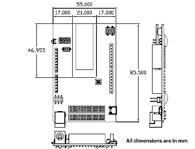 Mechanical Dimensions ARTIK 053 Starter Kit