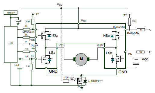VNH5180ATR-E Typical Application Circuit VNH5180ATR-E Typical Application Circuit
